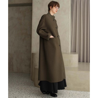 【2026AW】【上質ウール70％】スタンドカラー ロングコート （カーキ）｜詳細画像