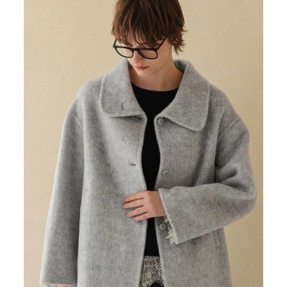 【2026AW】【上質ウール70%】襟2way ステンカラー ハイネック ロングコート （ライトグレー）｜詳細画像