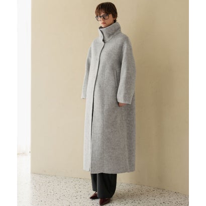 【2026AW】【上質ウール70%】襟2way ステンカラー ハイネック ロングコート （ライトグレー）｜詳細画像