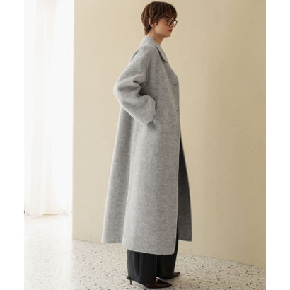 【2026AW】【上質ウール70%】襟2way ステンカラー ハイネック ロングコート （ライトグレー）｜詳細画像