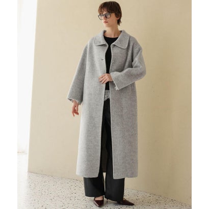 【2026AW】【上質ウール70%】襟2way ステンカラー ハイネック ロングコート （ライトグレー）｜詳細画像