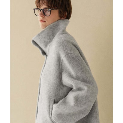 【2026AW】【上質ウール70%】襟2way ステンカラー ハイネック ロングコート （ライトグレー）｜詳細画像