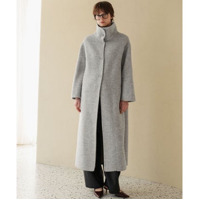【2026AW】【上質ウール70%】襟2way ステンカラー ハイネック ロングコート （ライトグレー）｜詳細画像
