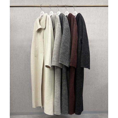 【2026AW】【上質ウール70%】襟2way ステンカラー ハイネック ロングコート （アイボリー）｜詳細画像