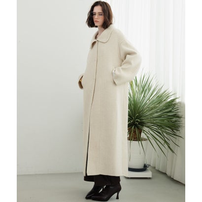 【2026AW】【上質ウール70%】襟2way ステンカラー ハイネック ロングコート （アイボリー）｜詳細画像