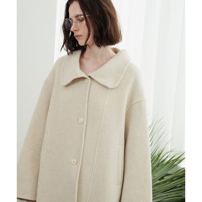 【2026AW】【上質ウール70%】襟2way ステンカラー ハイネック ロングコート （アイボリー）｜詳細画像