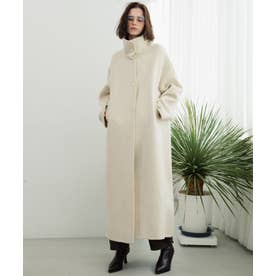 【2026AW】【上質ウール70%】襟2way ステンカラー ハイネック ロングコート （アイボリー）