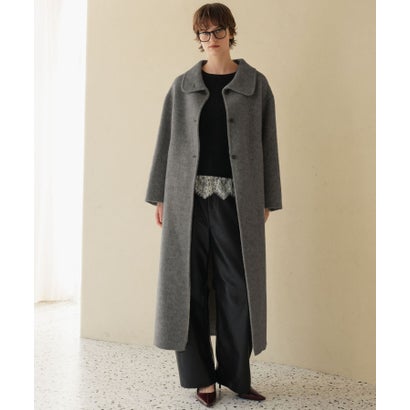 【2026AW】【上質ウール70%】襟2way ステンカラー ハイネック ロングコート （グレー）｜詳細画像
