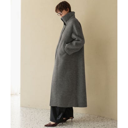 【2026AW】【上質ウール70%】襟2way ステンカラー ハイネック ロングコート （グレー）｜詳細画像