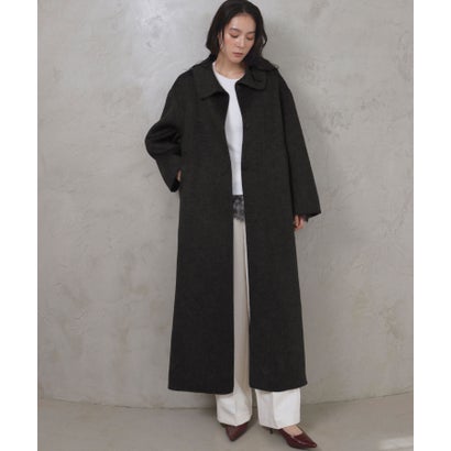 【2026AW】【上質ウール70%】襟2way ステンカラー ハイネック ロングコート （ブラック）｜詳細画像