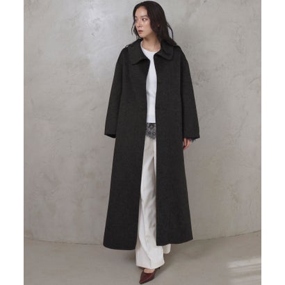 【2026AW】【上質ウール70%】襟2way ステンカラー ハイネック ロングコート （ブラック）｜詳細画像