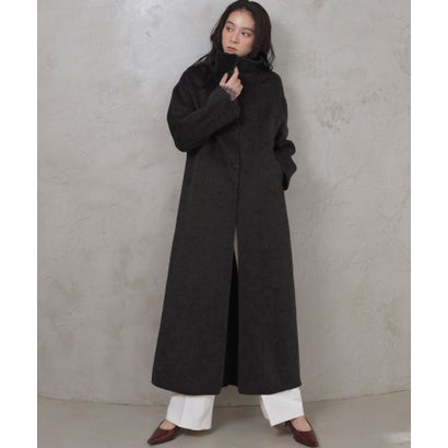 【2026AW】【上質ウール70%】襟2way ステンカラー ハイネック ロングコート （ブラック）｜詳細画像