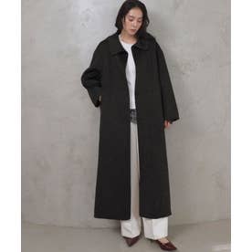 【2026AW】【上質ウール70%】襟2way ステンカラー ハイネック ロングコート （ブラック）