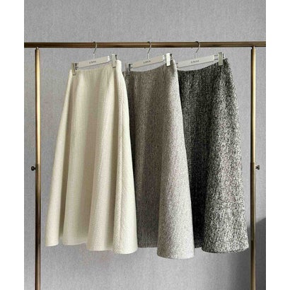 【2026AW】【S～Lサイズ展開】ラメツイードフレアミモレ丈スカート （ブラック）｜詳細画像