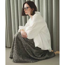 【2026AW】【S～Lサイズ展開】ラメツイードフレアミモレ丈スカート （ブラック）