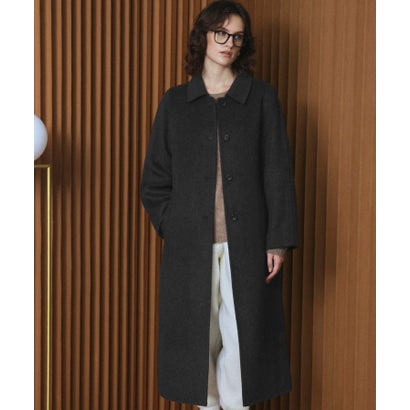 【2026AW】【M～Lサイズ展開】【上質ウール70％】ステンカラー ロング丈 コート （チャコールグレー）｜詳細画像