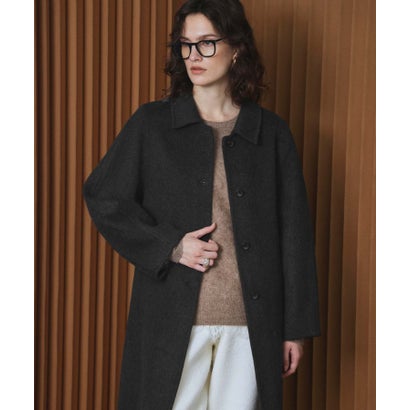 【2026AW】【M～Lサイズ展開】【上質ウール70％】ステンカラー ロング丈 コート （チャコールグレー）｜詳細画像