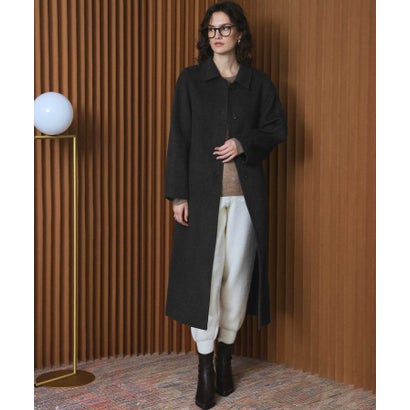 【2026AW】【M～Lサイズ展開】【上質ウール70％】ステンカラー ロング丈 コート （チャコールグレー）｜詳細画像