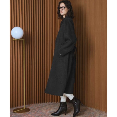 【2026AW】【M～Lサイズ展開】【上質ウール70％】ステンカラー ロング丈 コート （チャコールグレー）｜詳細画像
