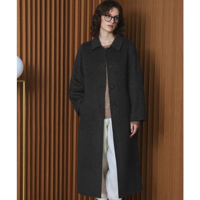 【2026AW】【M～Lサイズ展開】【上質ウール70％】ステンカラー ロング丈 コート （チャコールグレー）