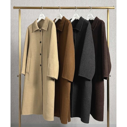 【2026AW】【M～Lサイズ展開】【上質ウール70％】ステンカラー ロング丈 コート （キャメル）｜詳細画像