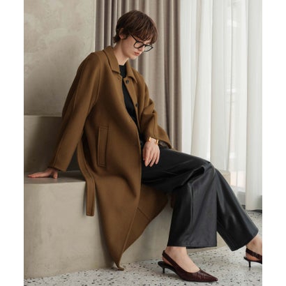 【2026AW】【M～Lサイズ展開】【上質ウール70％】ステンカラー ロング丈 コート （キャメル）｜詳細画像