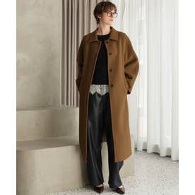 【2026AW】【M～Lサイズ展開】【上質ウール70％】ステンカラー ロング丈 コート （キャメル）
