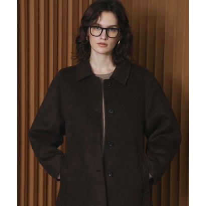 【2026AW】【M～Lサイズ展開】【上質ウール70％】ステンカラー ロング丈 コート （ブラウン）｜詳細画像