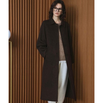 【2026AW】【M～Lサイズ展開】【上質ウール70％】ステンカラー ロング丈 コート （ブラウン）｜詳細画像