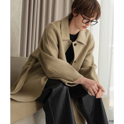 【2026AW】【M～Lサイズ展開】【上質ウール70％】ステンカラー ロング丈 コート （ベージュ）｜詳細画像