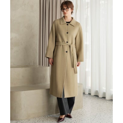 【2026AW】【M～Lサイズ展開】【上質ウール70％】ステンカラー ロング丈 コート （ベージュ）｜詳細画像