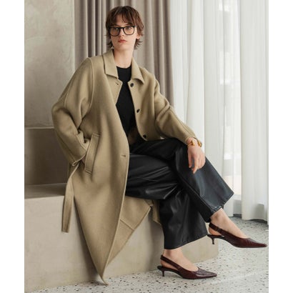 【2026AW】【M～Lサイズ展開】【上質ウール70％】ステンカラー ロング丈 コート （ベージュ）｜詳細画像
