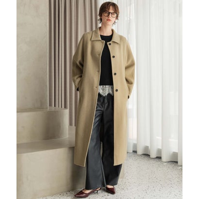 【2026AW】【M～Lサイズ展開】【上質ウール70％】ステンカラー ロング丈 コート （ベージュ）｜詳細画像