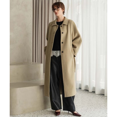 【2026AW】【M～Lサイズ展開】【上質ウール70％】ステンカラー ロング丈 コート （ベージュ）｜詳細画像