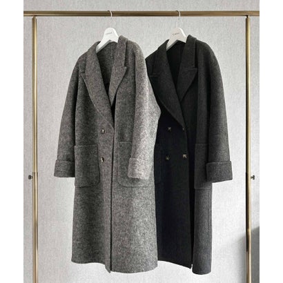 【2026AW】【上質ウール65％】ダブルブレスト チェスターコート ロング丈 （チャコールグレー）｜詳細画像