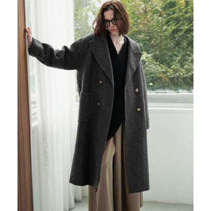 【2026AW】【上質ウール65％】ダブルブレスト チェスターコート ロング丈 （チャコールグレー）｜詳細画像