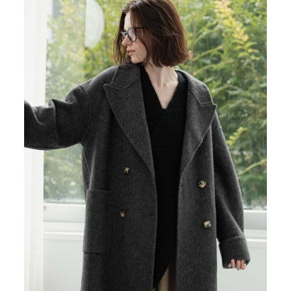 【2026AW】【上質ウール65％】ダブルブレスト チェスターコート ロング丈 （チャコールグレー）｜詳細画像