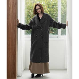 【2026AW】【上質ウール65％】ダブルブレスト チェスターコート ロング丈 （チャコールグレー）