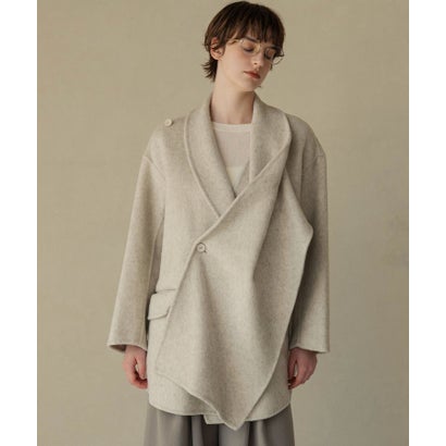 エルフランク ELFRANK 【2026AW】【上質ウール70％】ストールカラーベルト付きミドル丈コート ウールコート （ライトベージュ）｜詳細画像