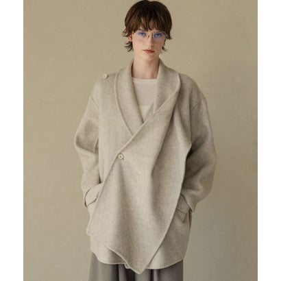 エルフランク ELFRANK 【2026AW】【上質ウール70％】ストールカラーベルト付きミドル丈コート ウールコート （ライトベージュ）｜詳細画像