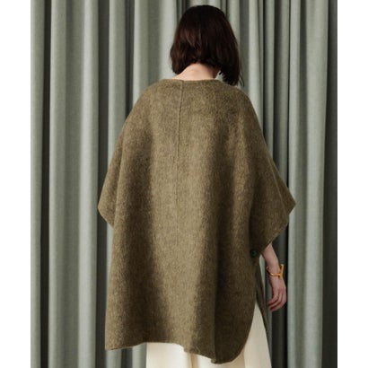 【2026AW】【上質ウール70％】ノーカラーポンチョ風ハーフコート ウールコート （カーキ）｜詳細画像