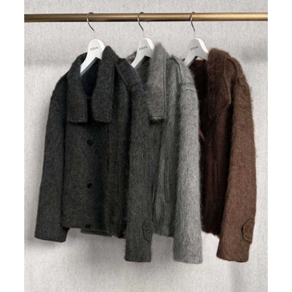 【2026AW】【天然素材100％ / 極上シルクウール仕立て】スタンドネックショート丈コート （ブラック）｜詳細画像