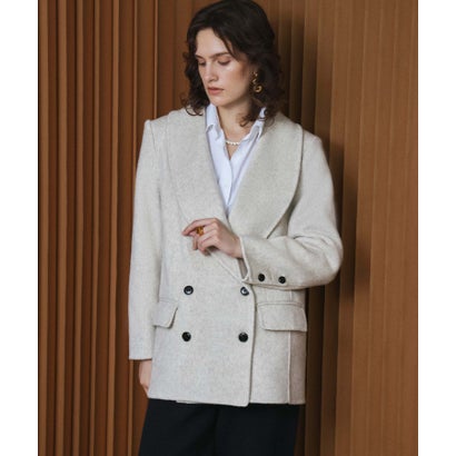 【2026AW】【M～Lサイズ展開】【上質ウール70％】テーラードジャケットコート ジャコット ウールコート ショートコート （オフホワイト）｜詳細画像