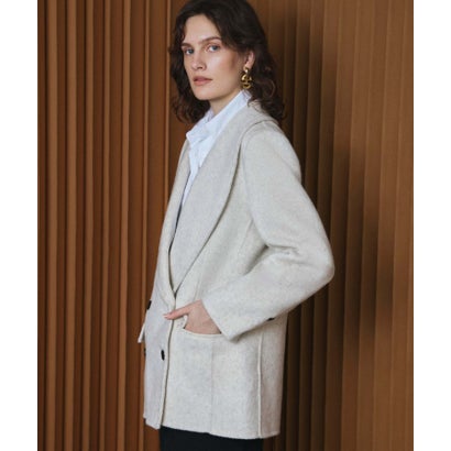 【2026AW】【M～Lサイズ展開】【上質ウール70％】テーラードジャケットコート ジャコット ウールコート ショートコート （オフホワイト）｜詳細画像