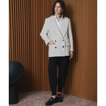 【2026AW】【M～Lサイズ展開】【上質ウール70％】テーラードジャケットコート ジャコット ウールコート ショートコート （オフホワイト）｜詳細画像
