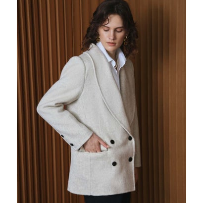 【2026AW】【M～Lサイズ展開】【上質ウール70％】テーラードジャケットコート ジャコット ウールコート ショートコート （オフホワイト）｜詳細画像