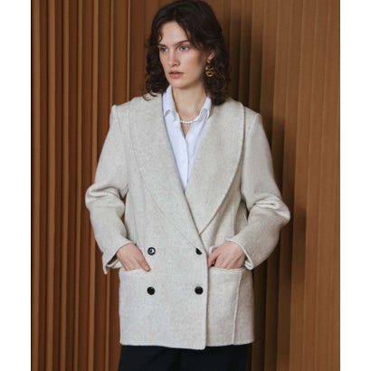【2026AW】【M～Lサイズ展開】【上質ウール70％】テーラードジャケットコート ジャコット ウールコート ショートコート （オフホワイト）｜詳細画像