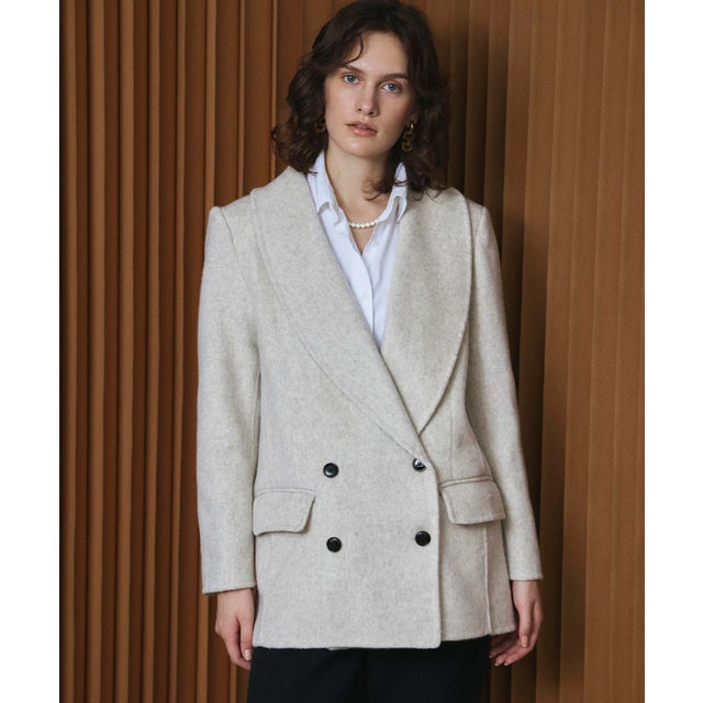【2026AW】【M～Lサイズ展開】【上質ウール70％】テーラードジャケットコート ジャコット ウールコート ショートコート （オフホワイト）