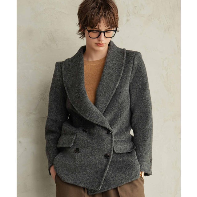 【2026AW】【M～Lサイズ展開】【上質ウール70％】テーラードジャケットコート ジャコット ウールコート ショートコート （グレー）