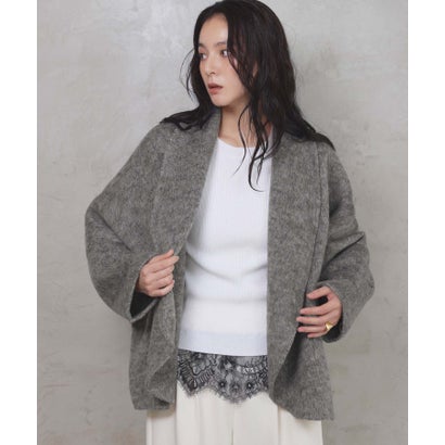 【2026AW】【上質ウール70％】ショールカラーオーバーサイズカーディガン （グレー）｜詳細画像